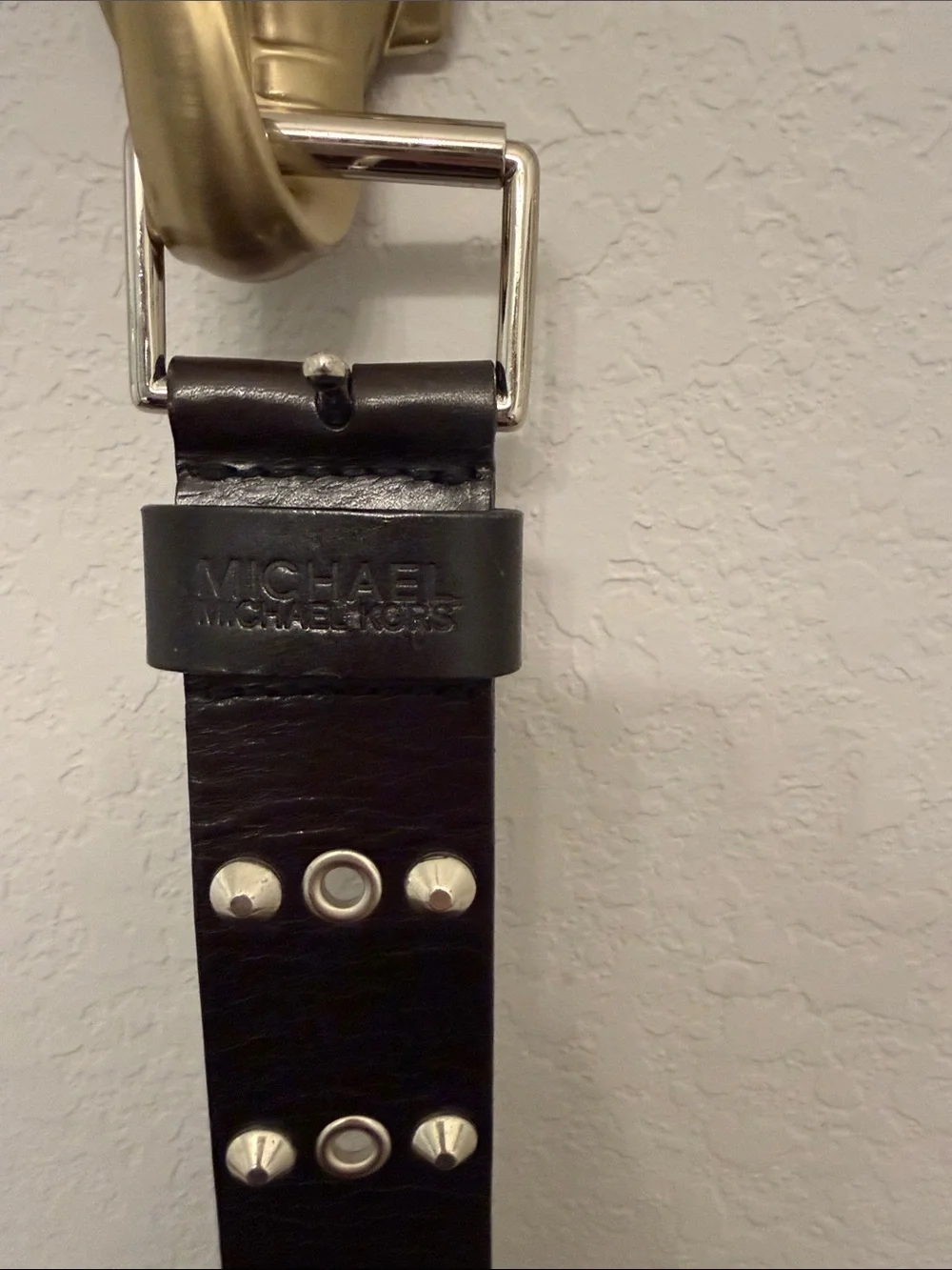 MICHAEL Michael Kors Black Leather Studded Belt